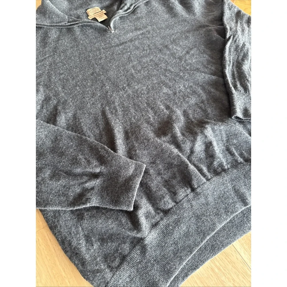 Telluride Men's XXL 100% Fine Merino Wool 1/4 Zip Pullover Sweater Gray‎